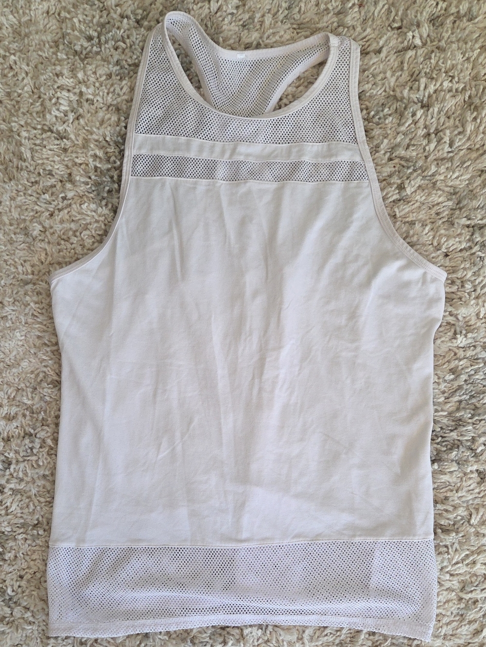 Fabletics White Mesh-Trim Racerback Muscle Tee
